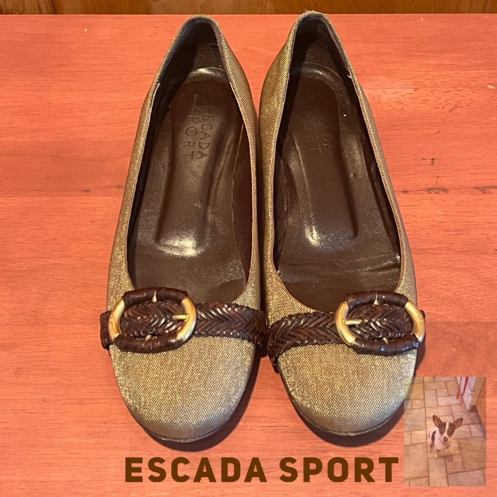 Escada Sport Tan and Brown Flats, Sz 7